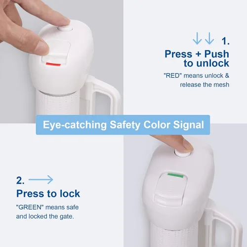 Vista 4 de PRObebi Puerta retráctil para perros, 34 pulgadas de alto, se extiende hasta 72 pulgadas de ancho, puerta de seguridad