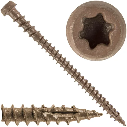 Vista 82 de Tornillo de madera compuesto gris castillo de 2-3/4 pulgadas, cabeza de accionamiento Torx/Star Drive Head - Recubierto Exterior - Compatible