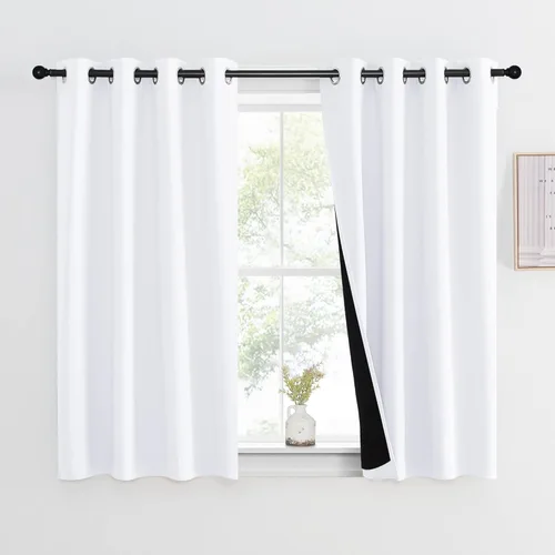 Vista 160 de NICETOWN Cortinas 100 % opacas con aislamiento térmico, panel de cortina deslizante de rendimiento que reduce el ruido con forro negro, bloqueo