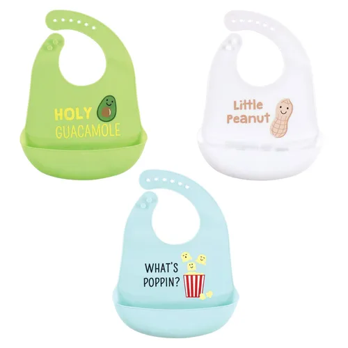 Vista 23 de Hudson Baby Baberos de silicona unisex para bebé, Apple Of My Eye, talla única