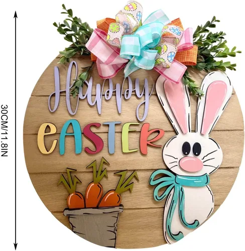 Vista 6 de Spring Wreaths for Front Door,Front Door Wreath for All Seasons,Lovely enstek Appearance Design,Can be Used as Interchangeable Welcome Sign,and Also