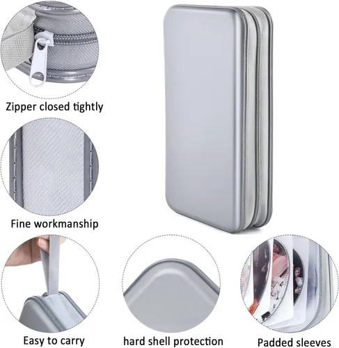 Vista 2 de Caja de CD Billetera, 80 Capacidad DVD VCD Medios Blu-ray Caso Cartera Titular Organizador de Almacenamiento (Plata)