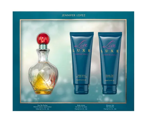 Jennifer Lopez Live Luxe Set de regalo | 3.4 fl oz (3.4 fl oz) EDT, 2.5 fl oz (2.5 fl oz) loción corporal y 2.5 fl oz (2.5 fl oz) gel de ducha