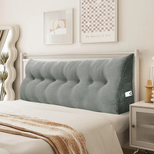 Vista 16 de Almohada de cuña para sentarse en la cama, almohada de lectura para adultos, soporte para respaldo, almohada de cabecero, sofá cama, cojín de Negro