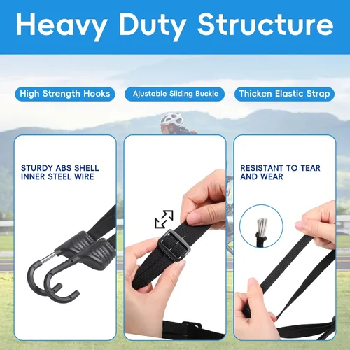 Vista 4 de 4 correas de equipaje para motocicleta, 3 correas elásticas de bloqueo para casco de motocicleta y 1 red de carga para motocicleta, cuerdas