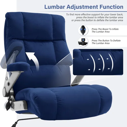 Vista 6 de Silla de oficina grande y alta, 700 libras, silla de escritorio ejecutiva con soporte lumbar ajustable, brazos abatibles 3D, ruedas silenciosas