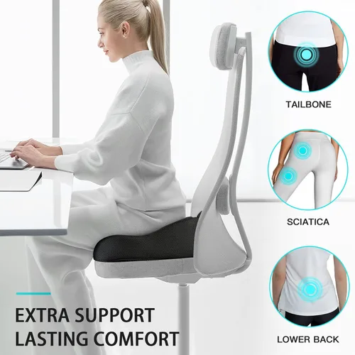 Vista 3 de Benazcap Cojín de asiento de espuma viscoelástica estándar para silla de oficina Alivio de la presión, ciática y dolor de coxis Almohadilla