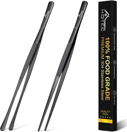 HOTEC Pinzas de Cocina Pinzas de Acero Inoxidable Pinzas Profesionales para Chef, Juego de 2-12 pulgadas Pinzas Extra-Largas para Alimentos para