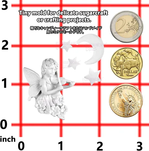 Vista 4 de Funshowcase - Molde de silicona para decoración de tartas, diseño de hada o ángel tocando violín, para decoración de tartas, decoración de cupcakes