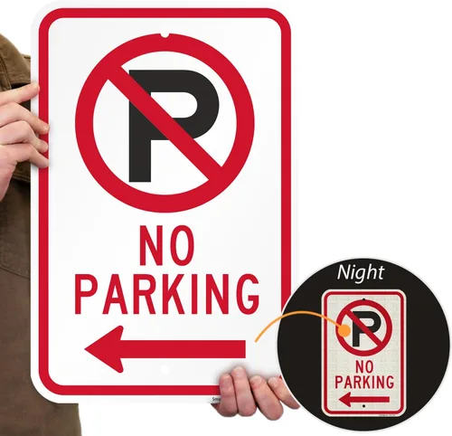 Vista 2 de SmartSign Letrero de metal de 18 x 12 pulgadas con flecha izquierda, compuesto de aluminio duradero de 120 mil (ACM), material reflectante de grado