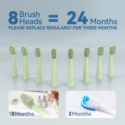 Vista 2 de 7AM2M Cepillo de dientes eléctrico Sonic para adultos y niños, cepillos de dientes recargables de alta potencia con 8 cabezales de cepillo, 5 modos