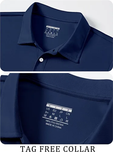 Vista 4 de TACVASEN Polo de verano para hombre, manga corta, casual, para golf, tenis, color liso, secado rápido, 3 botones