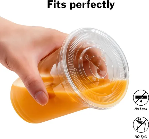Vista 4 de 100-Pack 16 oz Cups with Lids and Straws, Disposable Plastic Cups with Lids - BPA-free, Perfect for Iced Coffee, Frappes, Milkshakes & Juice, Ideal