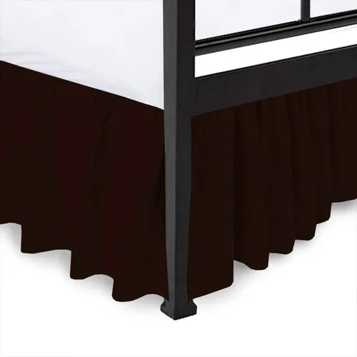 Vista 13 de Falda de cama de algodón puro de 600 hilos, 1 pieza de algodón con volantes de tamaño individual con falda de cama de esquina dividida, 11.8 in