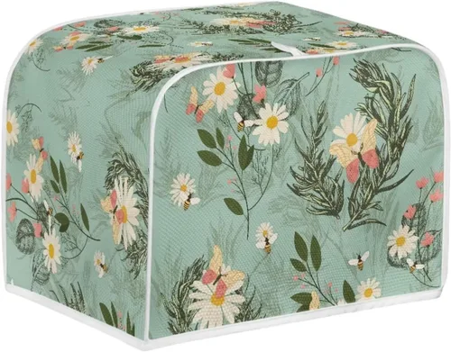 Vista 16 de Cubierta para tostadora con diseño de bandera americana y pájaros florales, protector de tostadora compatible con 2 rebanadas, cubierta protectora