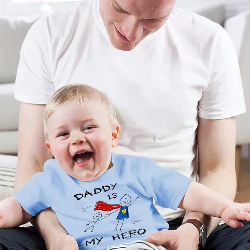 Vista 3 de Mrocioa Camiseta para niños y niñas para papá de hija, hijo y papá es mi héroe