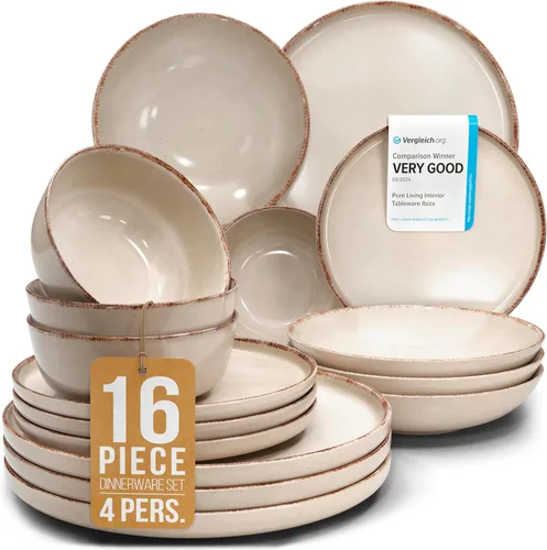 Vista 41 de Juego de vajilla de gres para 4 personas 12 piezas – Juego de platos y cuencos negros mate – Apto para lavavajillas, microondas y resistente a