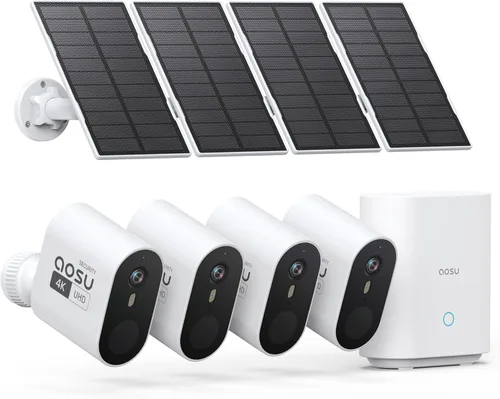 Vista 10 de aosu Cámaras de seguridad solar de 3K/5MP Sistema de vigilancia inalámbrica para el hogar al aire libre, ultra gran angular de 166°