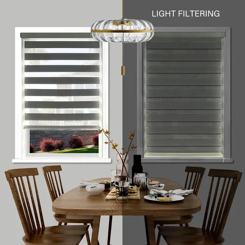 Vista 6 de Persianas Zebra/Persianas Enrollables Motorizadas con Control Remoto (Persianas de Ventana) con Batería Recargable. Compatible con Hogar