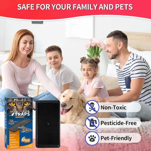 Vista 4 de LULUCATCH, trampas para ratones, 6 unidades de trampas grandes de pegamento para interiores para el hogar, tablas de pegamento a granel pre-cebadas