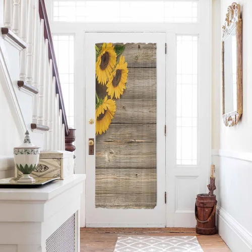 Vista 12 de Cortinas de puerta francesa de Navidad para ventana de puerta, panel de cortina con bolsillo para barra con alzapaños para luz lateral delantera