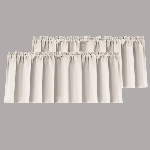 Vista 14 de Mrs.Naturall Juego de 2 cortinas de cenefa gris oscuro para ventana de cocina, paquete de 2 cenefas opacas para oscurecimiento de habitación