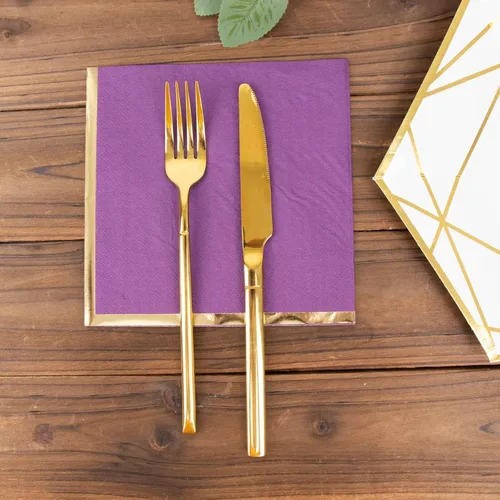 Vista 33 de Efavormart 50 Pack Servilletas de papel para fiestas de 2 capas suaves verde oliva con borde dorado de oro, servilletas para cenas, cócteles