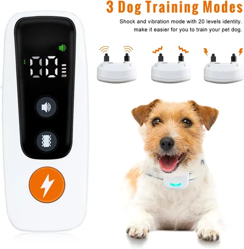 Vista 2 de Collar de entrenamiento para perros, collar de perro de larga distancia de 2680 pies con control remoto, collar de choque con iluminación fría y 3