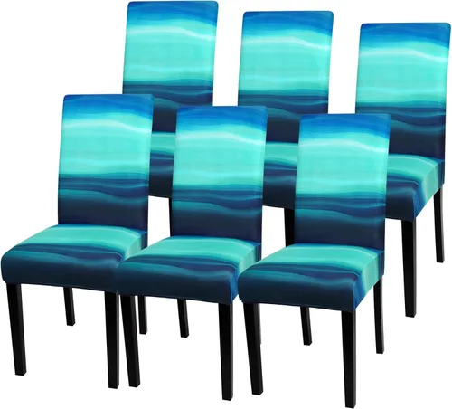 Vista 10 de Gibelle - Juego de 6 fundas para sillas de comedor Parson, fundas elásticas universales, extraíbles y lavables, protectores de asiento de silla