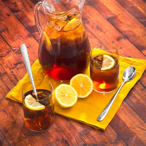 Vista 4 de Hudson Essentials Cucharas de té helado martilladas, cucharas de mango largo de acero inoxidable 18/10 para revolver cócteles, té, café, juego de 6