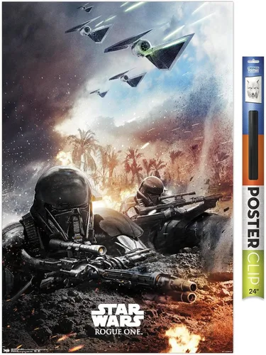 Vista 15 de Trends International Star Wars: Rogue One - Póster de pared de trinchera, 14.725 x 22.375 pulgadas, versión enmarcada de madera de granero Versión