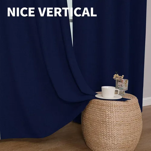 Vista 138 de CUCRAF - Juego de 2 paneles de cortinas de ventana con oscurecimiento total del 100%, de 54 pulgadas de largo, con aspecto de lino falso, cortinas