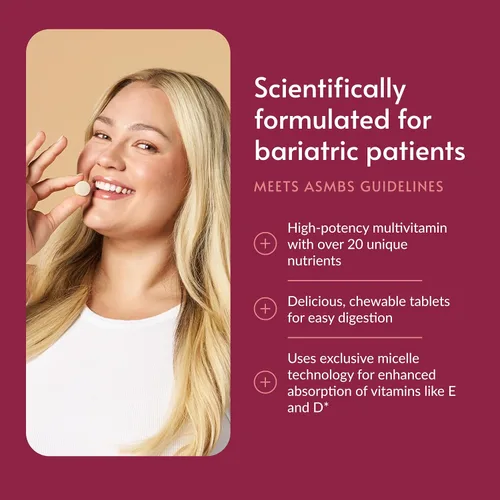 Vista 2 de Bariatric Advantage Masticable Advanced Multi EA Sin Hierro – Multivitamínico diario de alta potencia – para pacientes de cirugía bariátrica