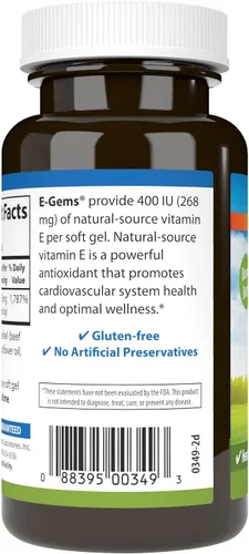 Vista 3 de Carlson - E-Gems 400 UI (268 mg), vitamina E de origen natural, bienestar óptimo, 140 geles blandos