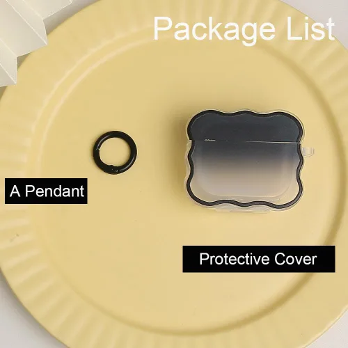 Vista 2 de Compatible with Apple AirPods Pro 2 Generation 2022 Case Cover, Lovely Waves Design Shockproof Soft Clear TPU AirPods Pro2 Protector with Keychain