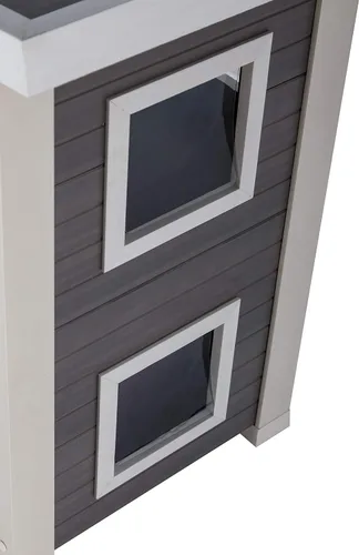 Vista 10 de New Age Pet ECOFLEX - Casa adosada para gatos al aire libre, gris Refugio de gatitos resistente a la intemperie, alternativa de madera espaciosa