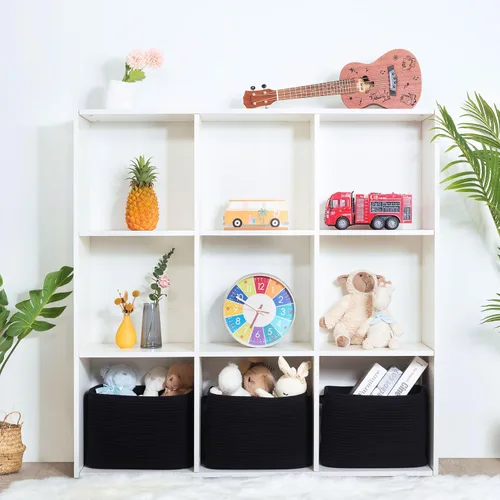 Vista 4 de MINTWOOD Design Paquete de 3 canastas de almacenamiento para estantes, canastas decorativas para organizar, canastas tejidas para almacenamiento