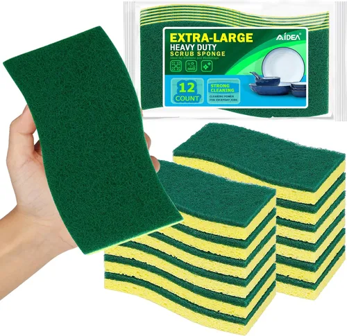 Vista 16 de AIDEA Esponjas de cocina, esponja exfoliante antiarañazos, 6 unidades, esponjas para utensilios de cocina antiadherentes, esponja de limpieza