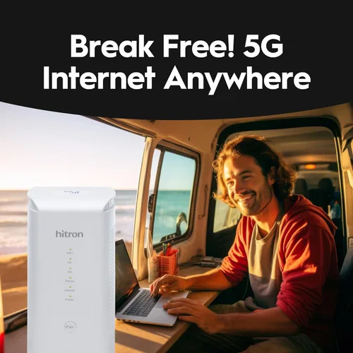 Vista 2 de Hitron Enrutador celular D60 5G con ranura para tarjeta SIM Router AX3000 WiFi 6 con malla WiFi Certificado con T-Mobile, AT&T, US Cellular