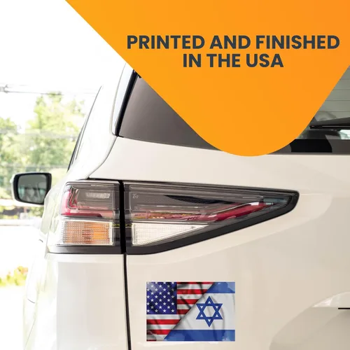 Vista 3 de Magnet Me Up Calcomanía magnética de bandera estadounidense e israelí, 4 x 6 pulgadas, azul y blanco, imán automotriz resistente para automóvil