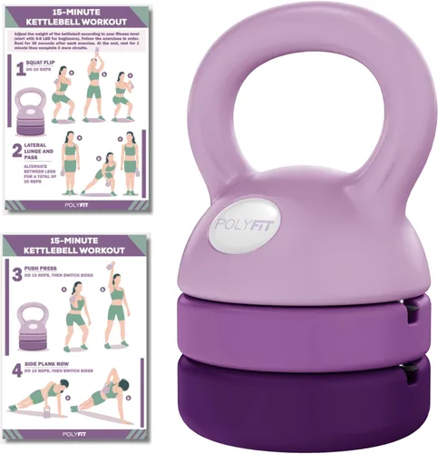 Vista 8 de Polyfit Adjustable Kettlebell 5 lb - 12 lb Kettlebells Weights Set for Home Gym Kettle Bell Sets for Women at Home