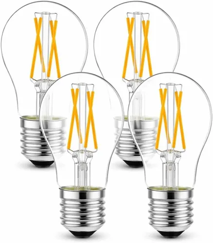 Bombilla LED A15 de 4 W (equivalente a 40 W), 2700 K blanco cálido, filamento Edison regulable, 400 lúmenes, base media E26, vidrio transparente,