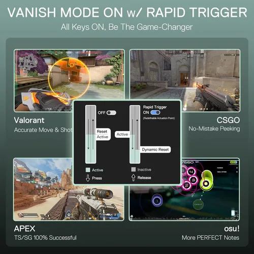 Vista 5 de Redragon K585 HE Rapid Trigger Teclado para juegos, teclado mecánico con cable de una sola mano de 8K con interruptor magnético sedoso UltraMag 100%