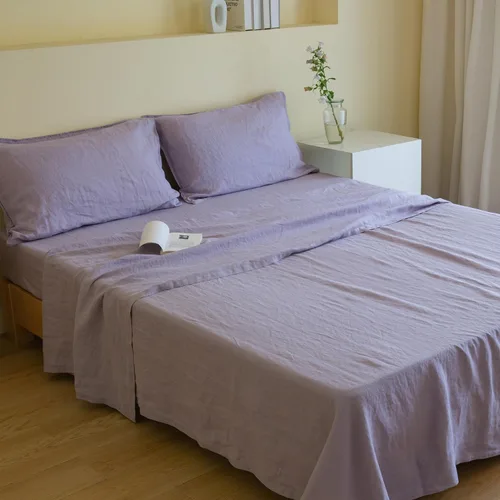 Vista 42 de Simple&Opulence Juego de sábanas de 100 % lino tamaño Twin, 3 piezas de lino francés natural, juego de ropa de cama transpirable, suave y duradero