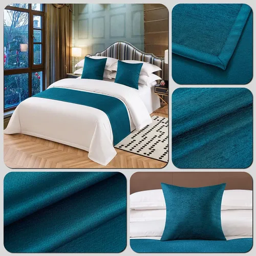 Vista 3 de Bufanda sólida para cama, camino de cama, bufanda de protección para hotel, casa de huéspedes, centros turísticos, dormitorio