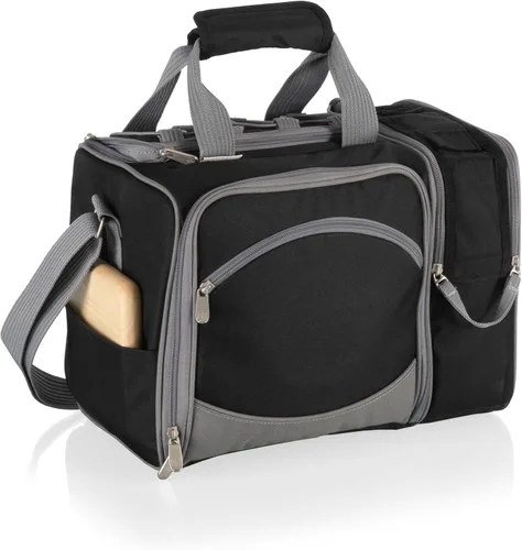 Vista 5 de PICNIC TIME Malibu - Cesta de picnic hielera, bolsa térmica aislada con juego de picnic (negro con detalles grises)