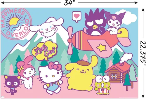 Vista 3 de Trends International Hello Kitty and Friends - Póster de pared con sobrecarga de felicidad, dormitorio