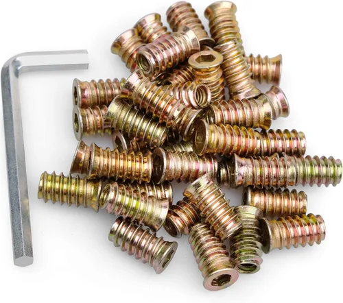 Vista 9 de Anwenk - Paquete de tornillos para muebles, 40 unidades, de 1/4 pulgadas -20 x 15 mm, tornillo de tuerca, roscado, para muebles de madera