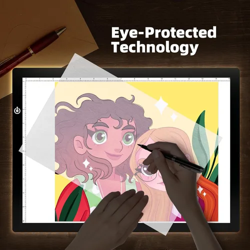 Vista 3 de LooEooDoo A3 Lámina de Luz para Arte con Diamantes, Caja de Luz para Trazado de Vinilo, Tabla de Copia Ultrafina con Brillo Ajustable para Dibujo