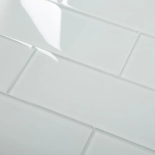 Vista 9 de Azulejos de cristal de metro de 4 x 12 pulgadas, color blanco brillante para pared de cocina, baño, paquete de 12 hojas